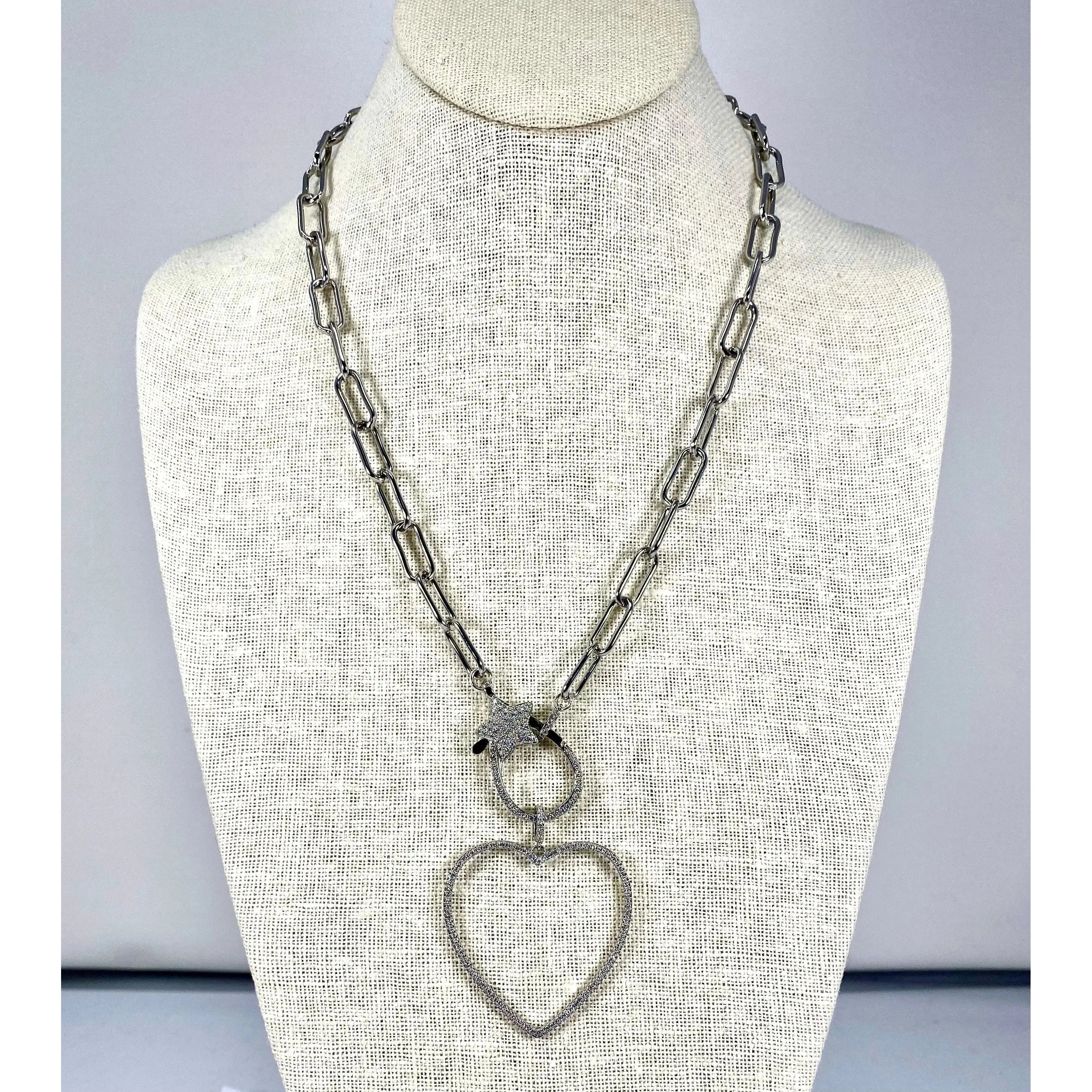 gold chain necklaces for women-Open Heart Necklace - Silver