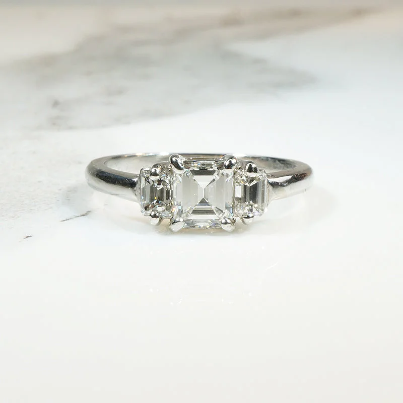 engagement rings with emeralds-Emerald Cut Diamond Trilogy Ring by 720