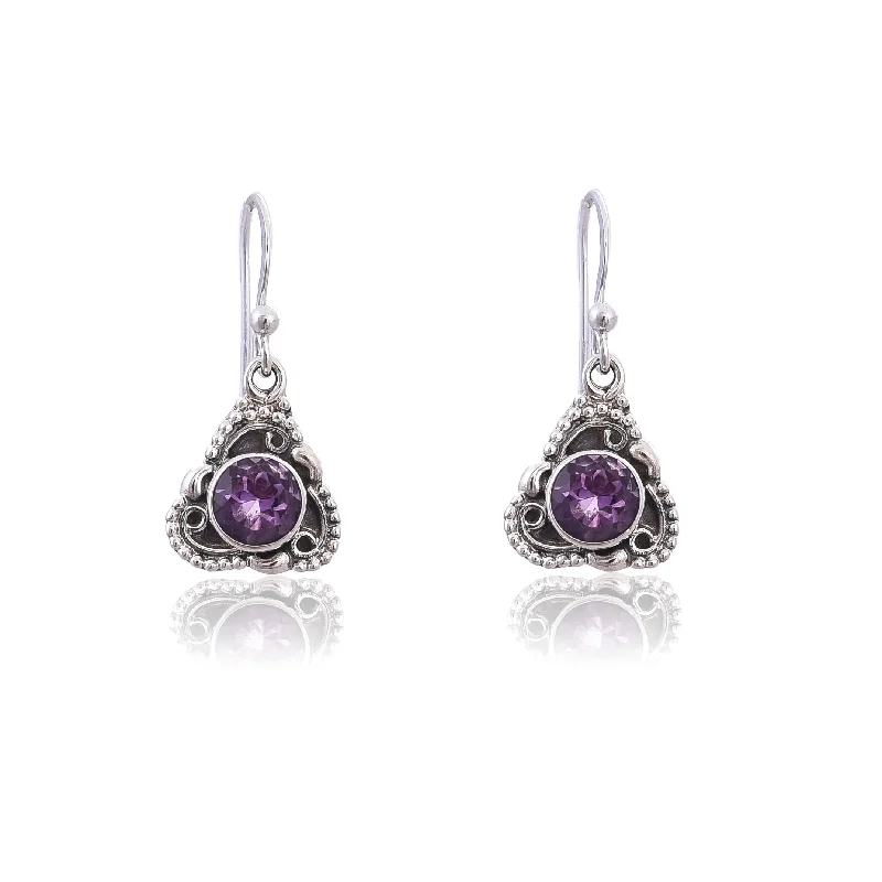 luxury earrings for women-Silver Mountain Amethyst silver 925 earring