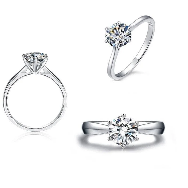 engagement rings with diamonds-Created Diamond Six Prong Hollow Shape Ring