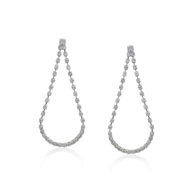 long earrings for women-21 Nicole Jewellery Silver Plated Cubic Zirconia Dangler Earrings  - ER-988