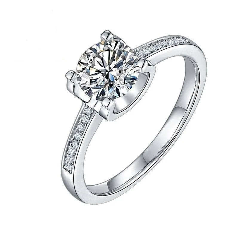 wedding engagement rings for women-Petite Milgrain Engagement Ring With Diamonds