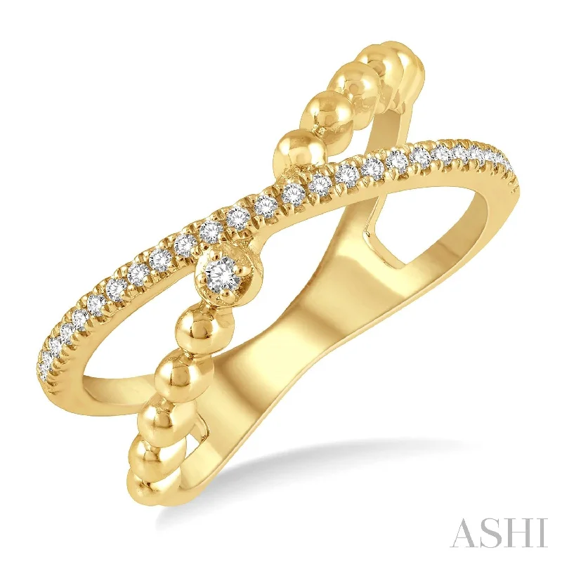 yellow gold engagement rings-14 Karat Yellow Gold DIamond Criss Cross Ring