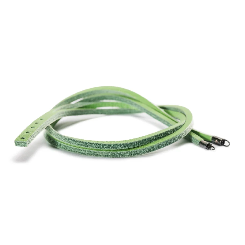 minimalistic bangles for women-Leather Bracelet Green/Silver