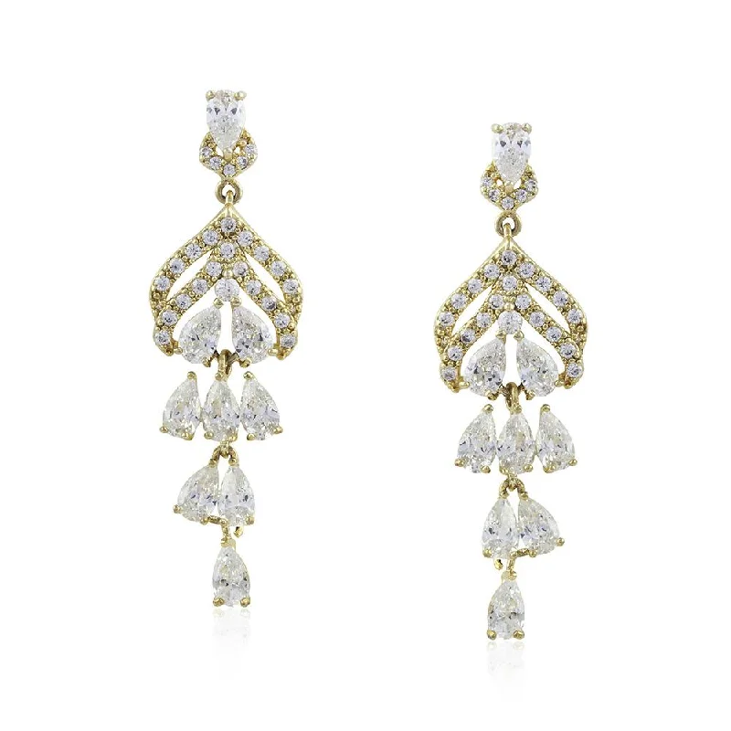 crystal earrings for women-21 Nicole Jewellery Gold Plated Cubic Zirconia Dangler Earrings  - ER-303