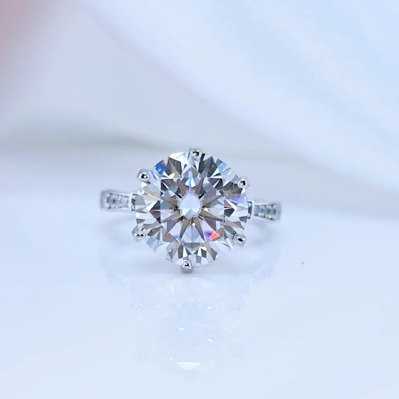 white diamond engagement rings-5 Carat Round Cut Diamond Engagement Ring