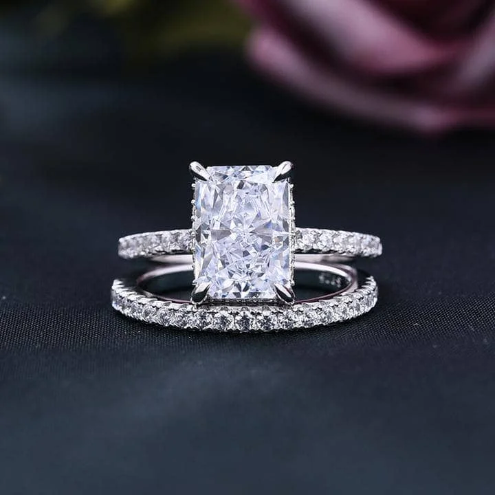 princess cut engagement rings-3.5ct Simulated Diamond Radiant Cut Wedding Ring Set