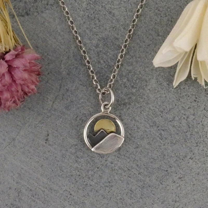 classic necklaces for women-Mixed Metal Moon Over Mountains Necklace