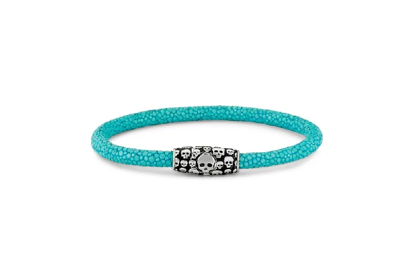 silver-plated bangles for women-Tobaru Bracelet- Turquoise Stingray