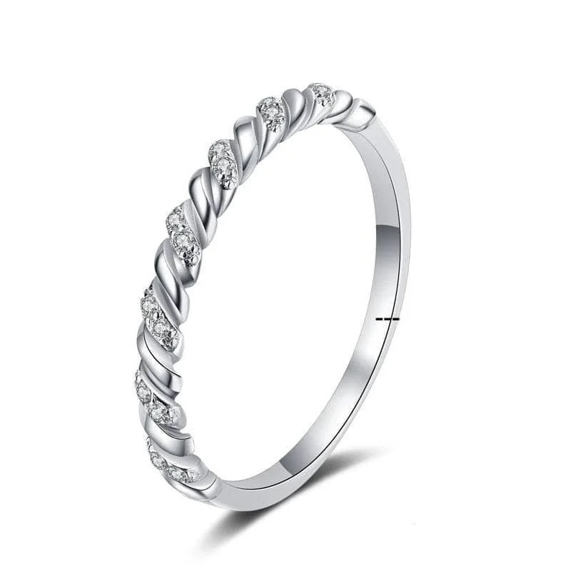 eternity engagement rings-0.056 Ct Diamond Twisted Eternity Stackable Wedding Promise Band