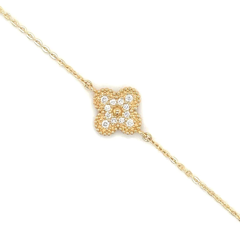 affordable bangles for women-9ct Yellow Gold Diamond Clover Bracelet