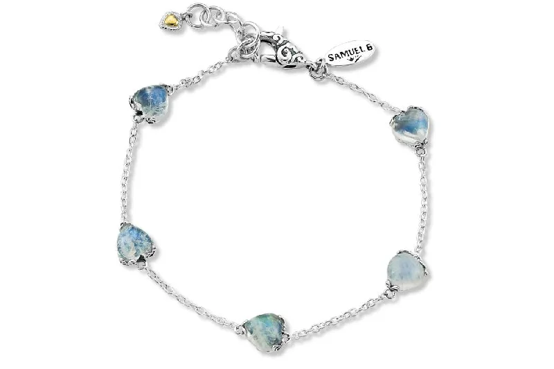 bridal bangles for women-Glow Heart Bracelet- Rainbow Moonstone