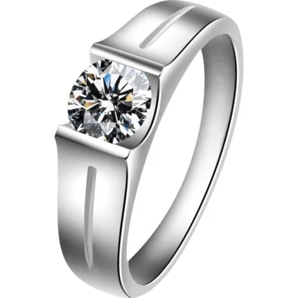 bridal engagement rings-Created Diamond Simple Engagement Ring for men