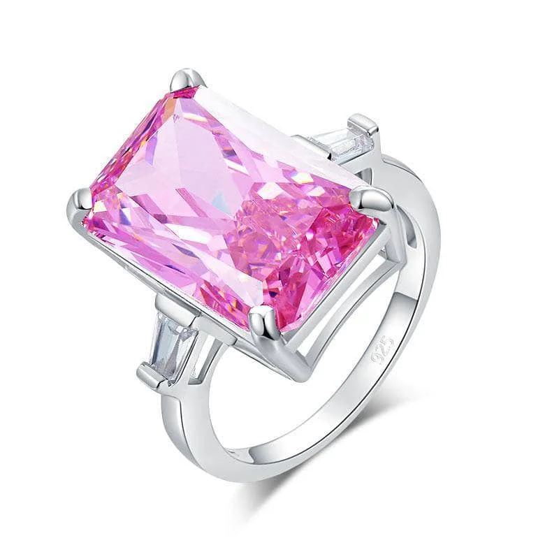 luxury engagement rings for brides-8.5 Carat Pink Created Diamond Stone Ring