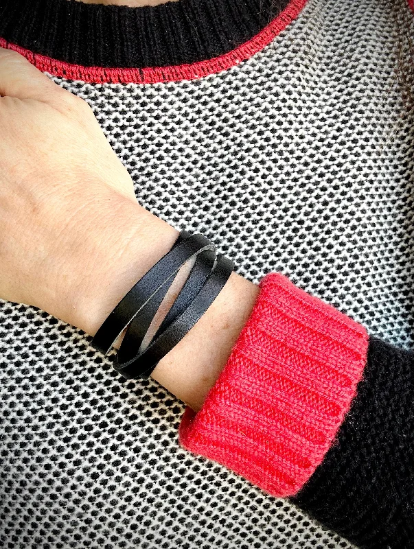 boho bangles for women-Handmade Leather Bracelet Wrap | Classic Double Wrap Adjustable | Perfect Gift Engrave and Customize