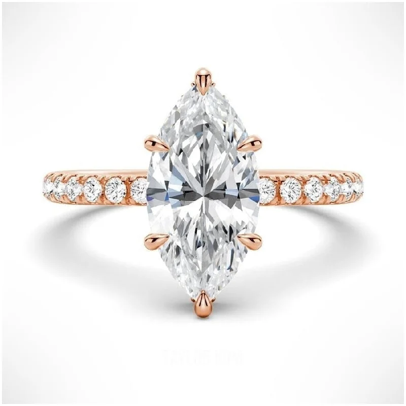 timeless diamond engagement rings-Rose Gold 1.5ct Marquise Cut Engagement Ring