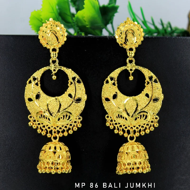 handmade earrings for women-Mahavir Forming Gold Plated Dangler Earrings  - MP 86 Bali Jumkhi