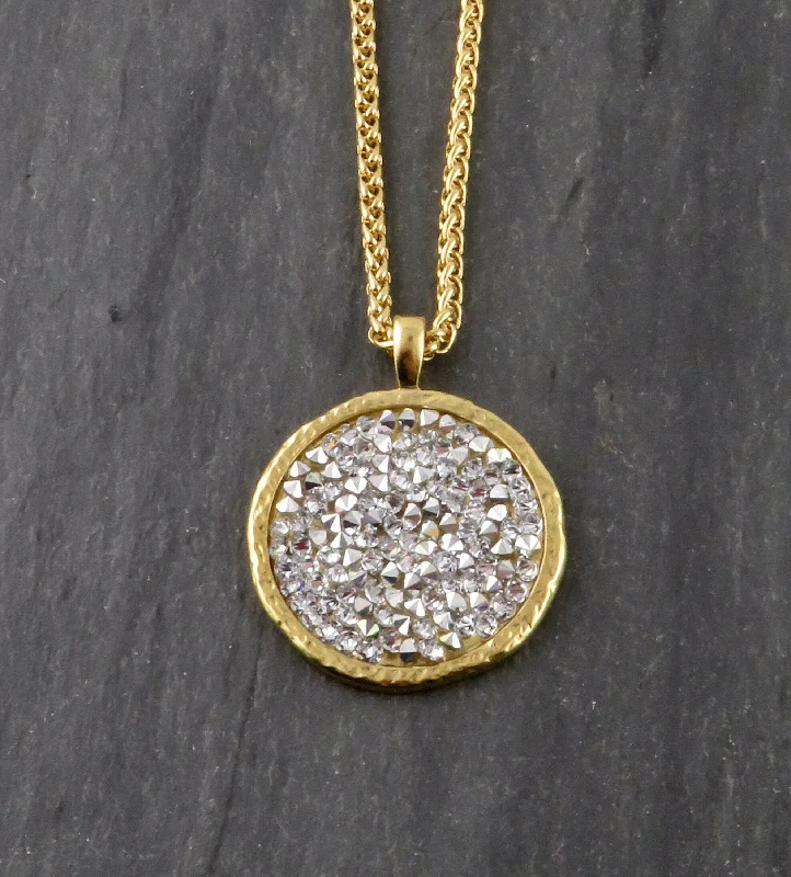 star necklaces for women-Sparkly Bright Crystal Disc Necklace - Large