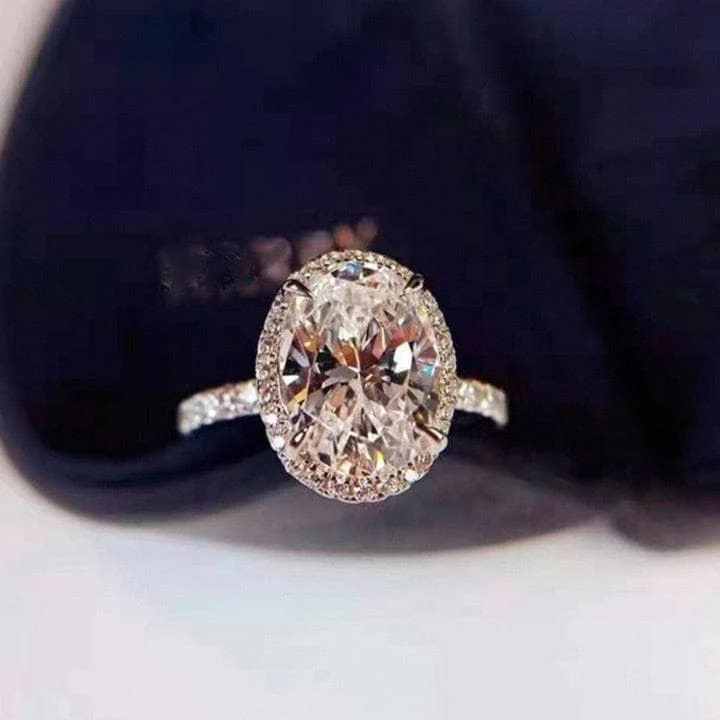 classic engagement rings-2.0 Ct D Color Oval Cut Diamond Engagement Ring