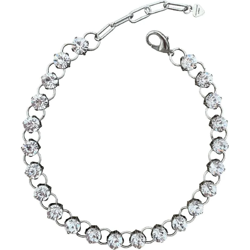 sterling silver necklaces for women-Austrian Crystal Collar Necklace - Silver