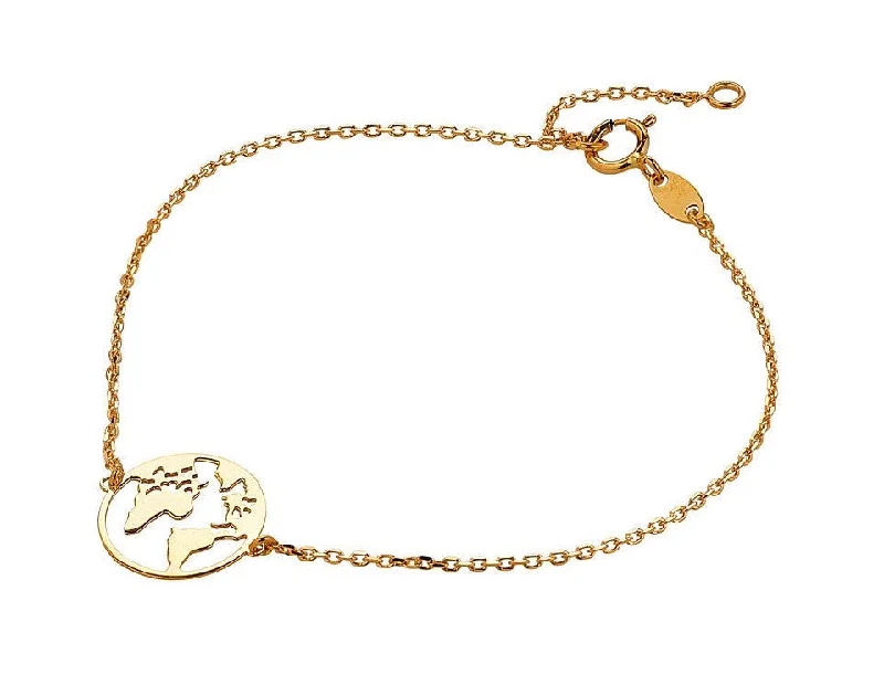 stretch bangles for women-9ct Yellow Gold Map Of The World Bracelet