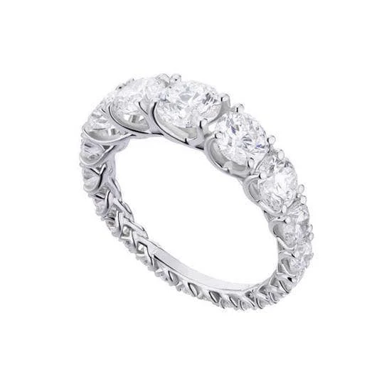 luxury engagement rings-Round Cut Eternity Wedding Band In White Gold