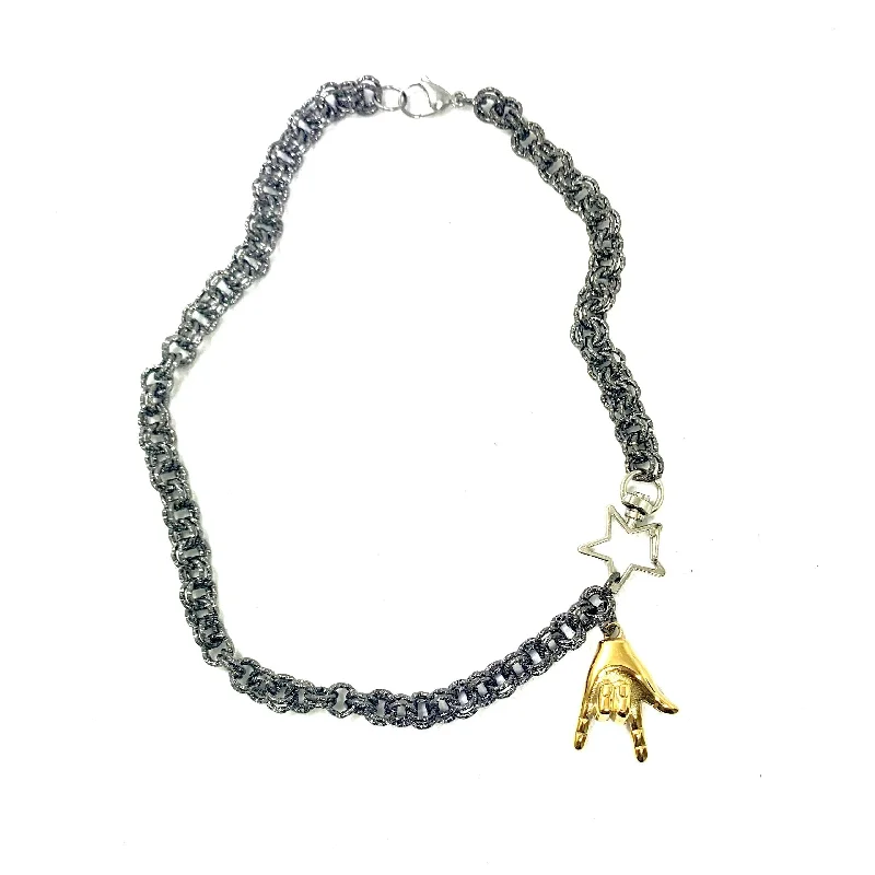 trendy pendant necklaces for women-Love Star - Hand Gesture Necklace