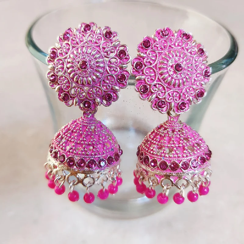 romantic earrings for women-H K Fashion Silver Plated Jhumki Earrings