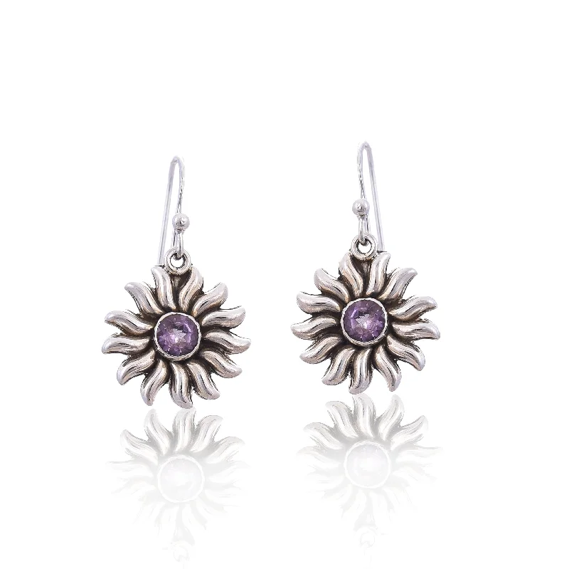 luxury pearl earrings for women-Silver Mountain 925 Silver Amethyst Earring