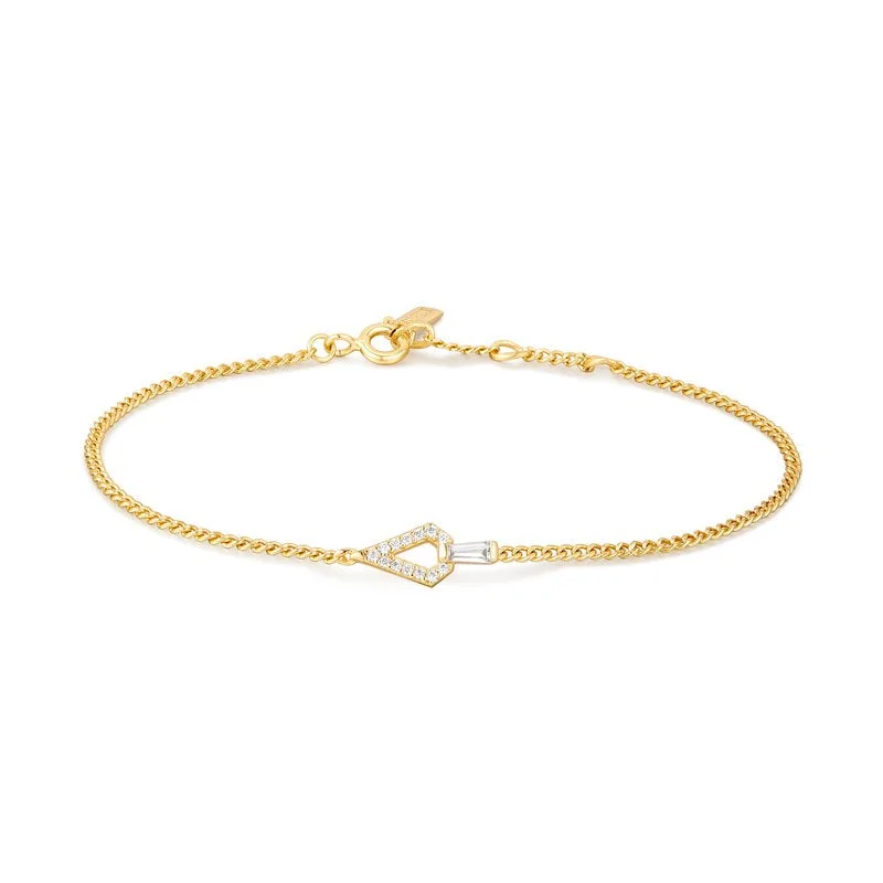 heart-shaped bangles for women-Ania Haie Gold Geometric Cubic Zirconia Bracelet