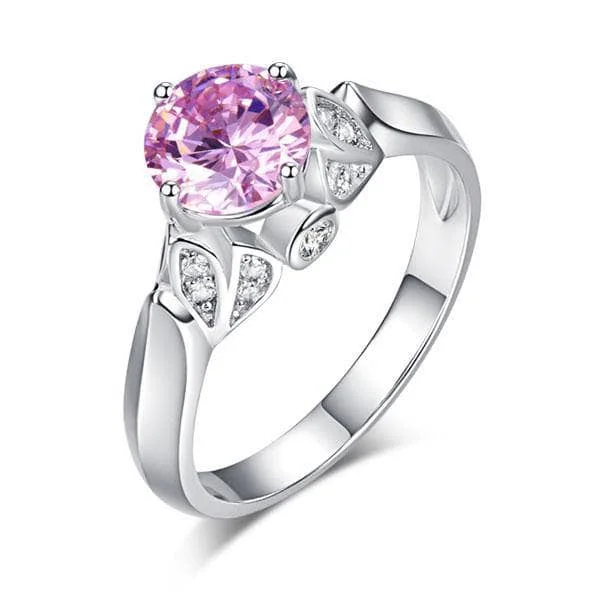 vintage-inspired sapphire engagement rings-Created Diamond Flower Engagement Ring 1.25 Ct Fancy Pink