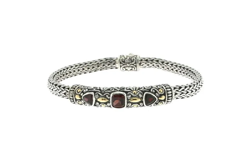 elegant bangles for women-Trifecta Bracelet- Garnet