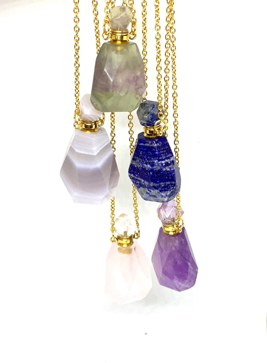 chakra necklaces for women-Natural Quartz Essential Oils Perfume Bottle Pendant Necklace