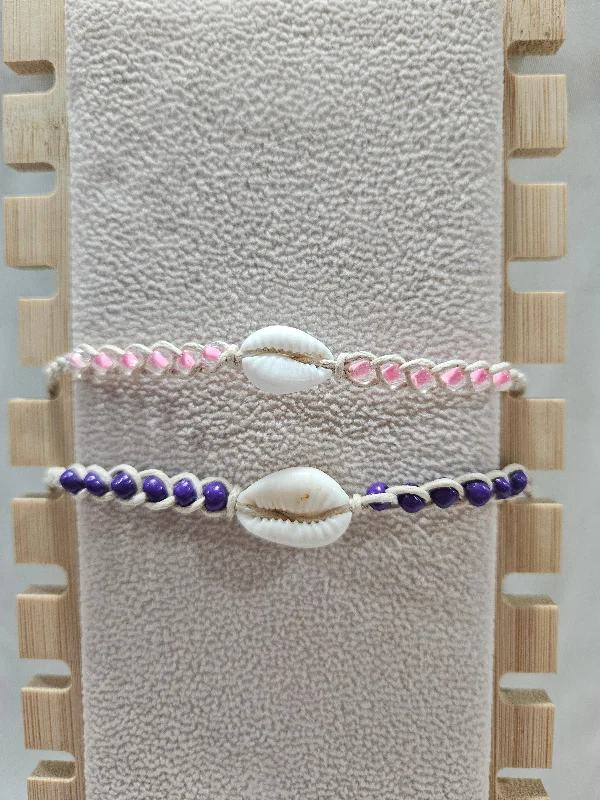 simple cuff bangles for women-Adjustable Cowrie Shell  Bracelet/Anklet