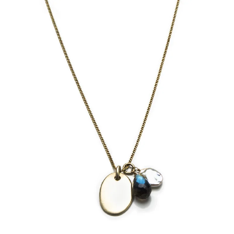 modern necklaces for women-Gold oval tag necklace