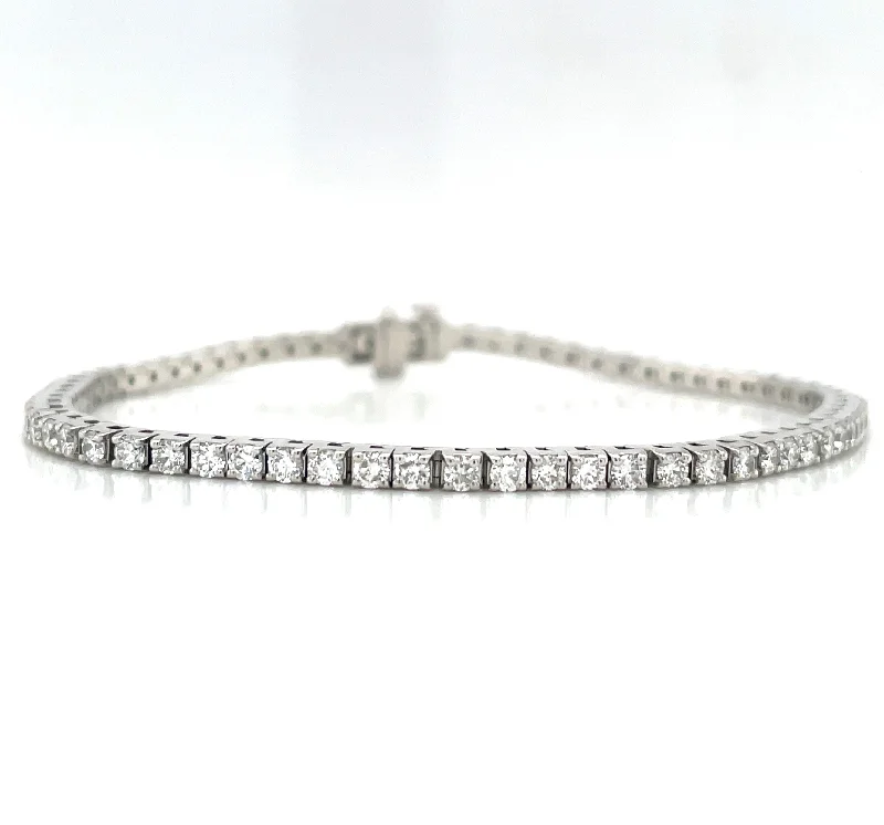 bangles for women-18ct White Gold Laboratory Grown 2.80ct Diamond Tennis Bracelet