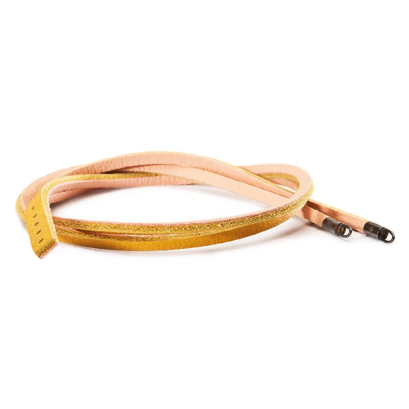 simple bangles for women-Leather Bracelet Yellow/Light Pink