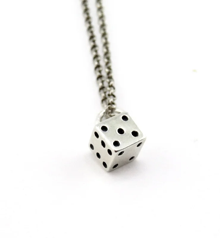 butterfly necklaces for women-Silver Dice Necklace