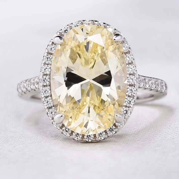 engagement rings with diamonds-4.0ct Yellow Stone Halo Oval Cut Diamond Engagement Ring