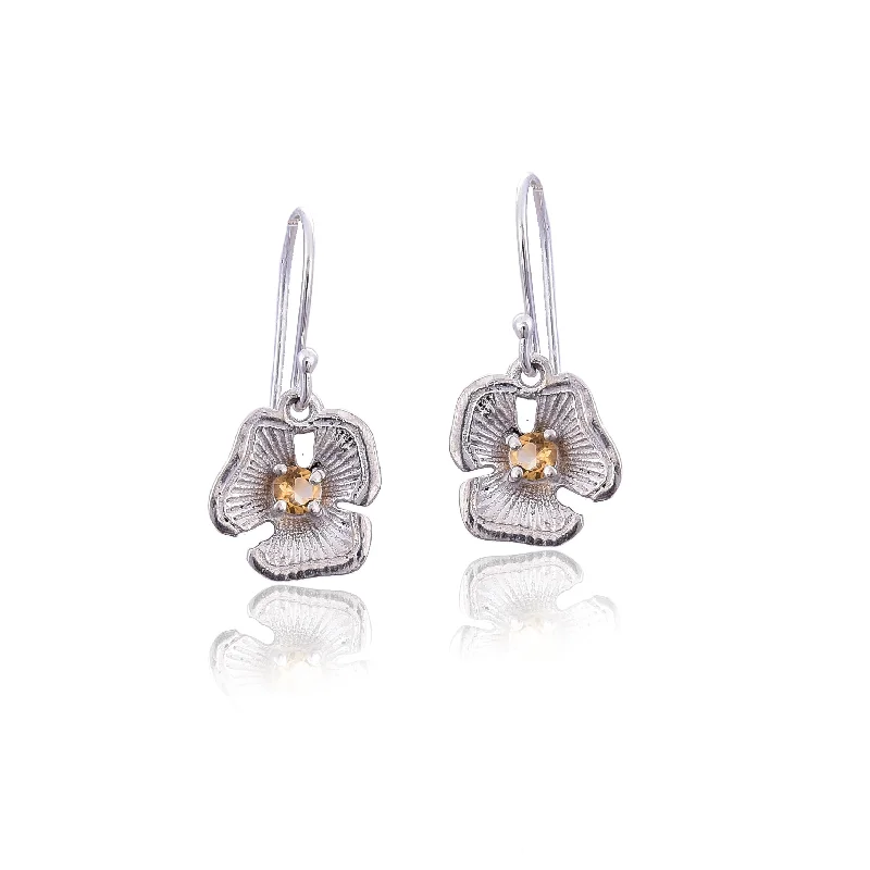 statement earrings for women-Silver Mountain Sterling silver citrine flower shape earring