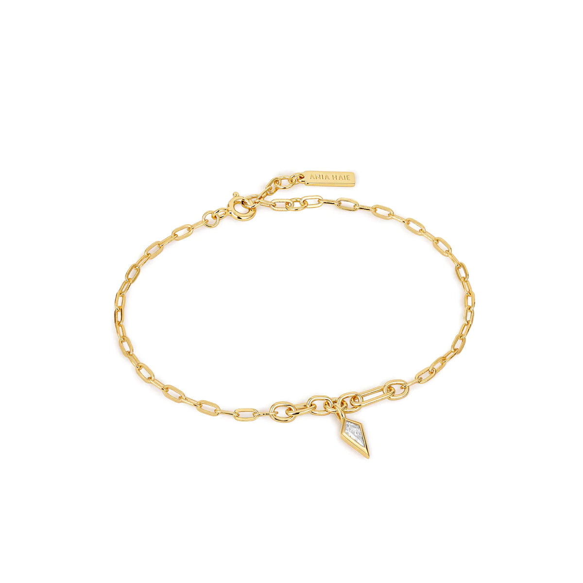 luxury bangles for women-Ania Haie Gold Sparkle Drop Pendant Chunky Chain Bracelet