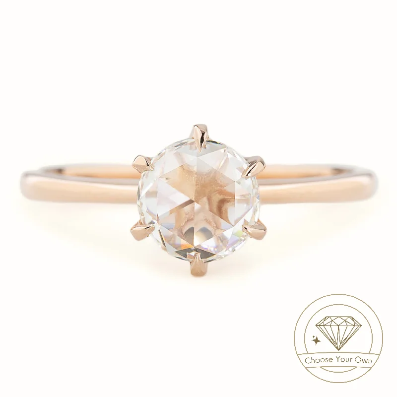 radiant cut engagement rings-Floryn Ring, Round Rose Cut Diamond