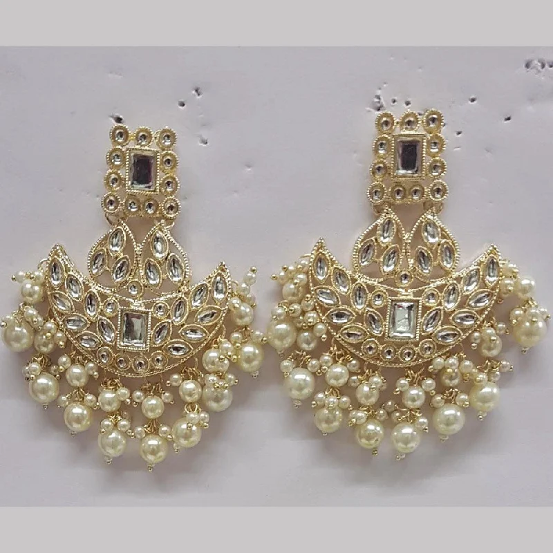 fashion statement drop earrings for women-Shreeji Kundan Stone Gold Plated Dangler Earrings - ShreejiEar38