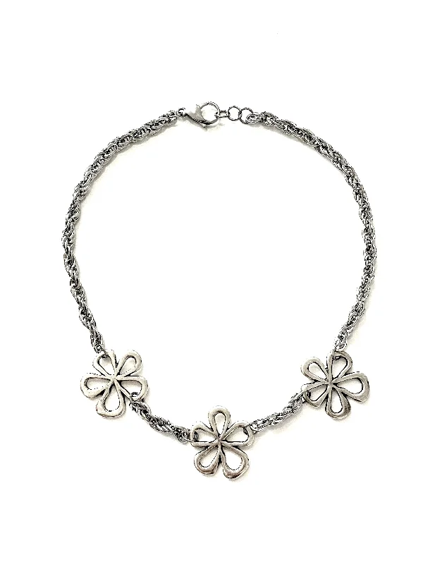 chunky necklaces for women-Bloom in Silver Necklaces