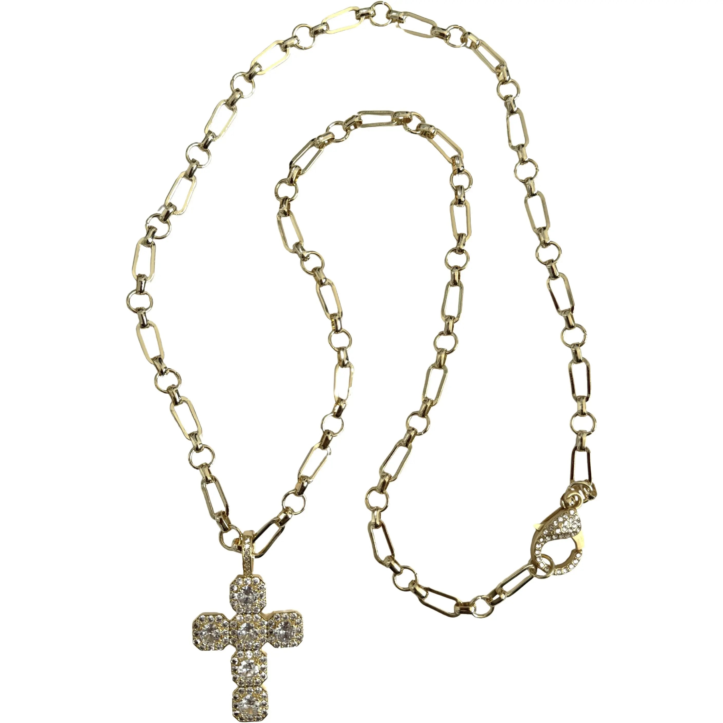 wedding necklaces for women-Assisi Long Cross Necklace - Gold