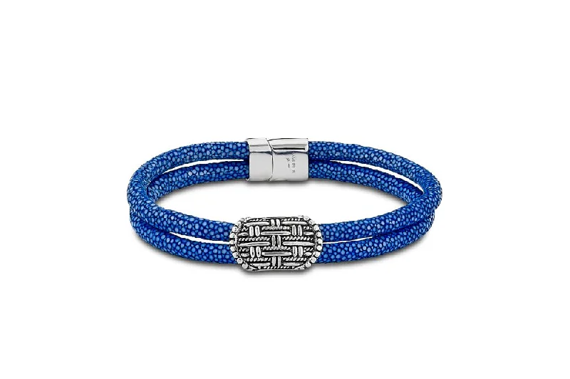 statement bangle bracelets for women-Paluweh Bracelet- Lapis Stingray