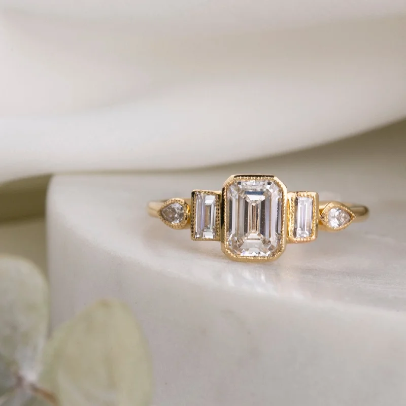 vintage rose gold engagement rings-Edith Ring, IGI Certified 1.01ct Lab Diamond, 14k Yellow Gold (One of a kind)