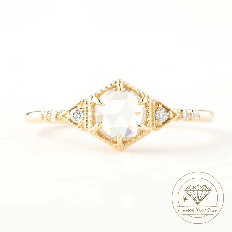 high-end engagement rings-Agatha Ring, Round Rose Cut Diamond