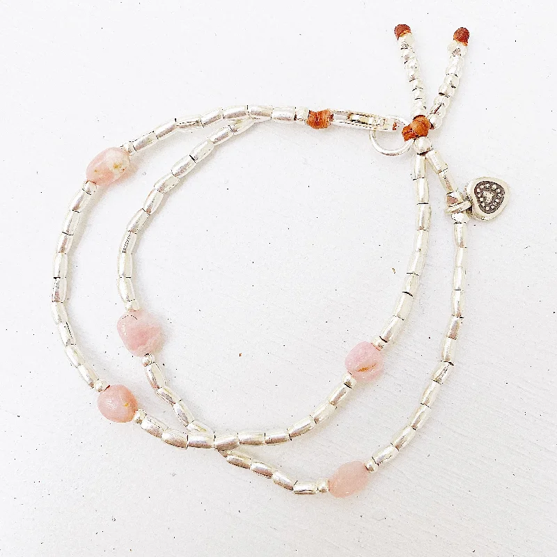 cuff bangles for women-PINK OPAL FLOATING BRACELET