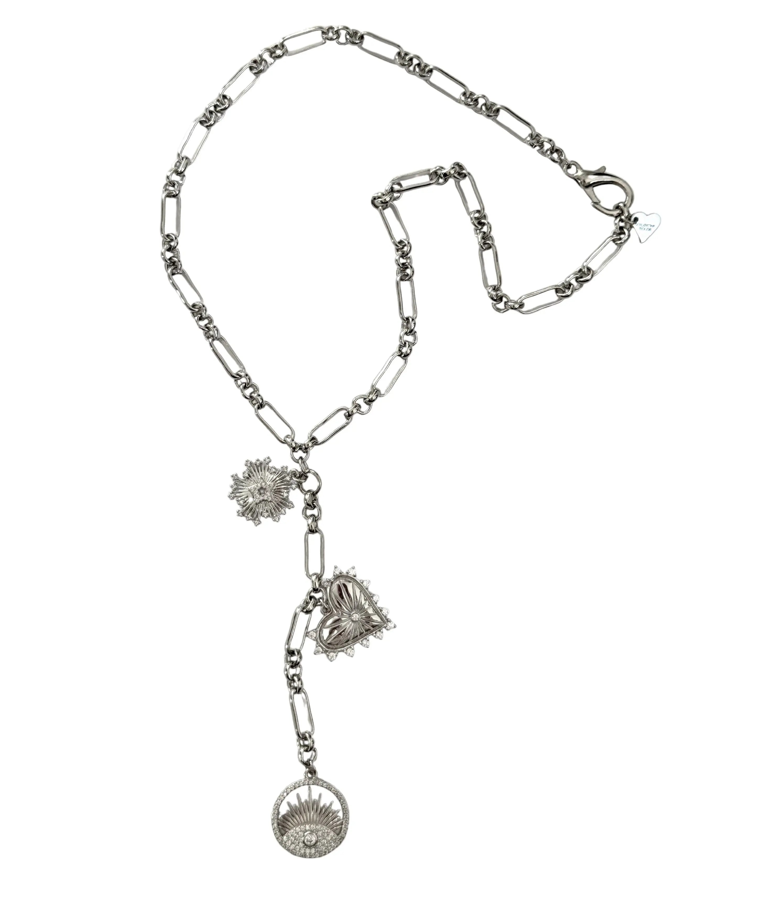 crystal necklaces for women-Verona Lariat Necklace - Silver